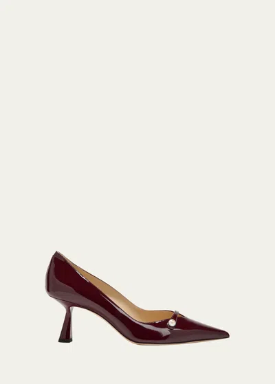 Jimmy Choo Rosalia Patent Pearly-strap Pumps In Red