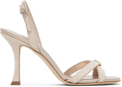 Jimmy Choo Rose Gold Elsy 90 Heeled Sandals In White
