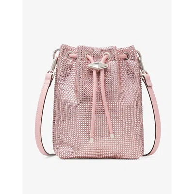 Jimmy Choo Cinch Mini Crystal-embellished Satin Cross-body Bag In Rose/antique Silver