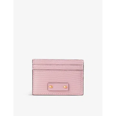 Jimmy Choo Umika Croc-embossed Leather Card Holder In Gold