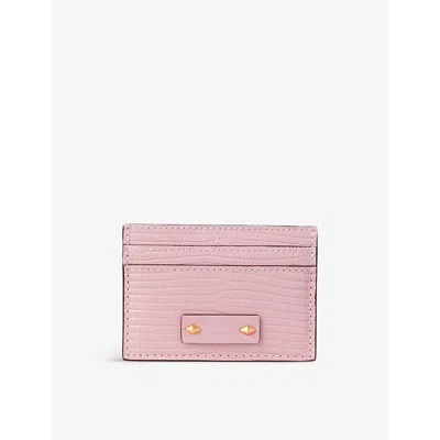 Jimmy Choo Umika Snakeskin-effect Leather Card Holder In Rose/gold