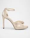 Jimmy Choo Rosie 100 Shimmer Suede Sandals In Neutral