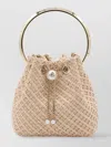 Jimmy Choo Round Handle Bucket Bag With Pearl Embellishment