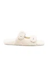 Jimmy Choo Fayence Shearling Sandals In White