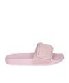 Jimmy Choo Fitz Slides With Lycra Logoed Bang In Pink