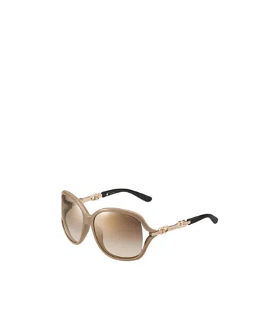 Jimmy Choo Round Sunglasses In Nude