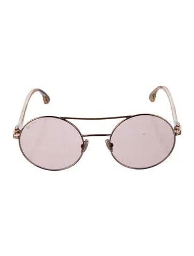 Pre-owned Jimmy Choo Round Tinted Sunglasses In Gold