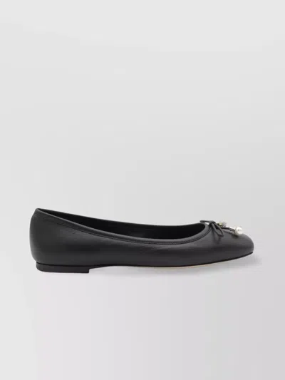 JIMMY CHOO ROUND TOE BALLERINA SHOES WITH BOW DETAIL
