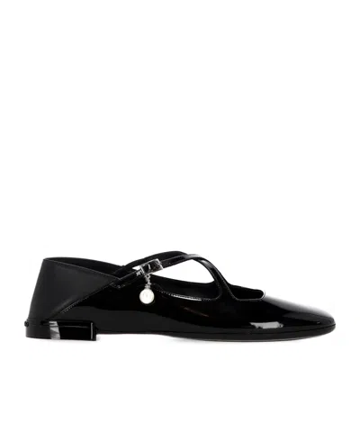 Jimmy Choo Round Toe Ballet Shoes In Black