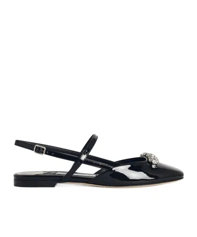 Jimmy Choo Round Toe Ballet Shoes In Black