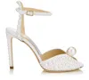 Jimmy Choo Sacora 100 Faux Pearl-embellished Satin Sandals