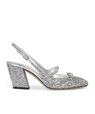 Jimmy Choo Round Toe High Heel Sandals In Silver