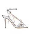 Jimmy Choo 100mm Lula Crystal-embellished Bow Sandals In Silver