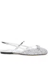 Jimmy Choo Glitter Pointed Toe Sandals With Embellished Detail In Silver