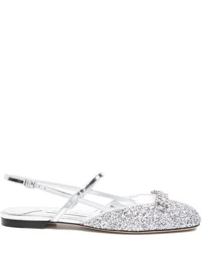 Jimmy Choo Round Toe Slingback Sandals In Silver