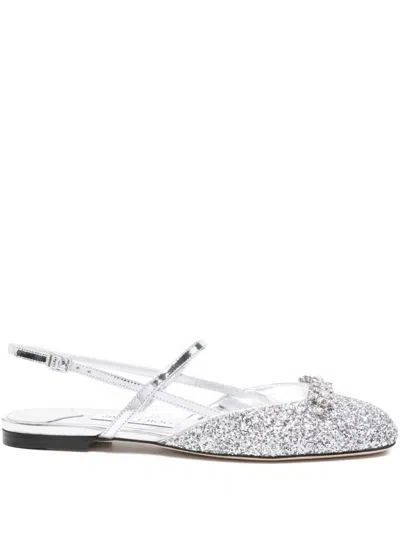 Jimmy Choo Round Toe Slingback Sandals In Silver