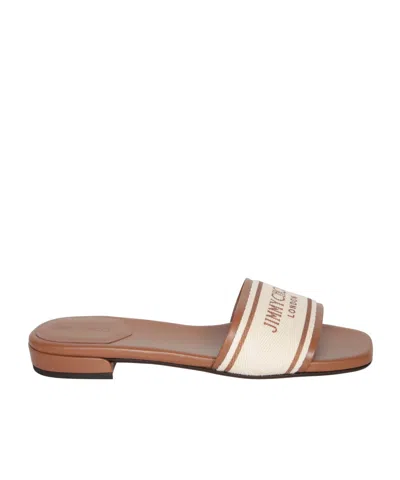 Jimmy Choo Round Toe Slippers In Sand