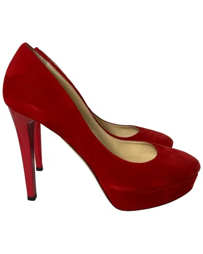 JIMMY CHOO JIMMY CHOO WOMEN'S SUEDE ROUND TOE PLATFORM PUMP (AUTHENTIC PRE-LOVED)