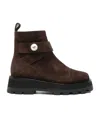 Jimmy Choo 45mm Meena Flat Suede Ankle Boots In Brown