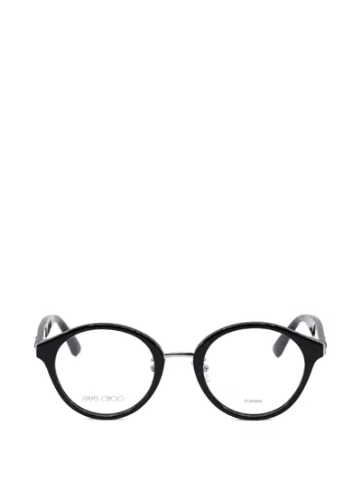 Jimmy Choo Round-frame Glitter Glasses In Black
