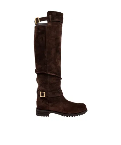 Jimmy Choo Round-toe Boots In Brown
