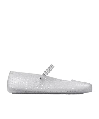 Jimmy Choo Round-toe Flat Shoes In White