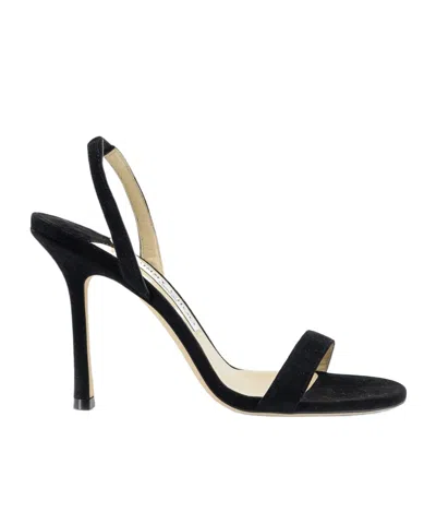 Jimmy Choo Jenn 85mm Suede Slingback Sandals In Black