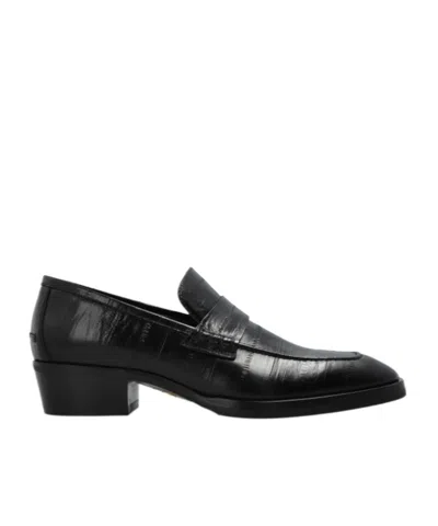 Jimmy Choo Wilder Embossed Leather Loafers In Black