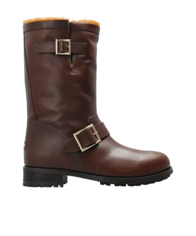 Jimmy Choo Round-toe Short Boots In Brown