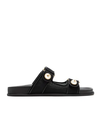 Jimmy Choo Round-toe Slippers In Black