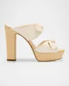 Jimmy Choo Rua 120 Raffia And Leather Platform Sandals In Latte