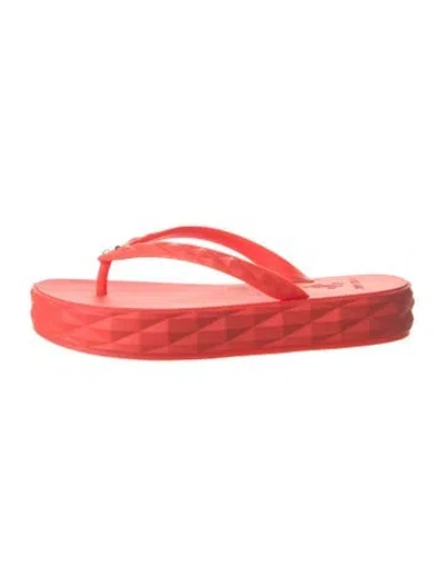 Pre-owned Jimmy Choo Rubber Flip Flops In Red
