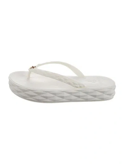 Pre-owned Jimmy Choo Rubber Flip Flops In White