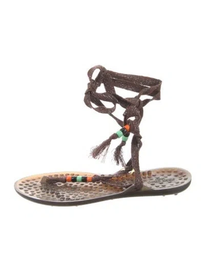 Pre-owned Jimmy Choo Rubber Gladiator Sandals In Brown