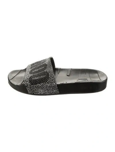 Pre-owned Jimmy Choo Rubber Graphic Print Slides In Black