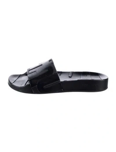 Pre-owned Jimmy Choo Rubber Lasercut Accents Slides In Black