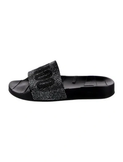 Pre-owned Jimmy Choo Rubber Patterned Slides In Black