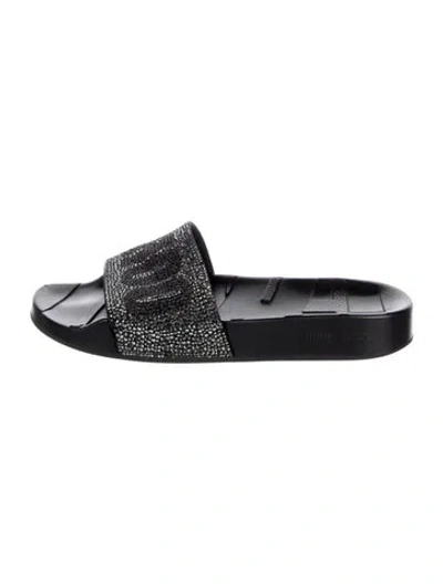 Pre-owned Jimmy Choo Rubber Printed Slides In Black