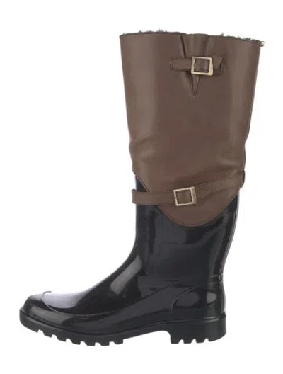 Pre-owned Jimmy Choo Rubber Rain Boots In Black