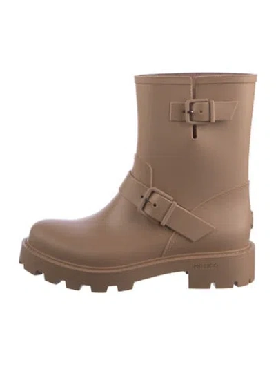 Pre-owned Jimmy Choo Rubber Rain Boots In Neutral