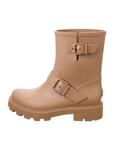 Pre-owned Jimmy Choo Rubber Rain Boots In Neutral
