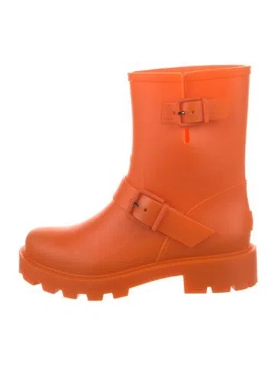 Pre-owned Jimmy Choo Rubber Rain Boots In Orange