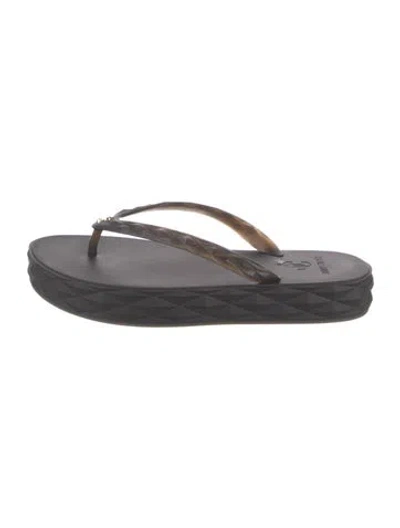 Pre-owned Jimmy Choo Rubber Studded Accents Flip Flops In Black