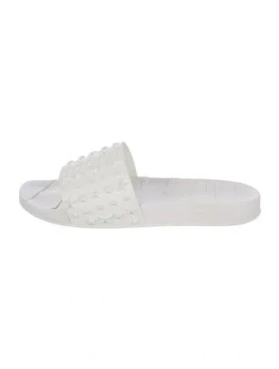 Pre-owned Jimmy Choo Rubber Studded Accents Slides In White