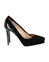 Jimmy Choo Rudy Platform Pumps In Black Suede And Patent Leather In Black