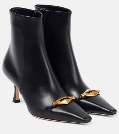 Jimmy Choo Ryker 70 Leather Ankle Boots In Black/gold