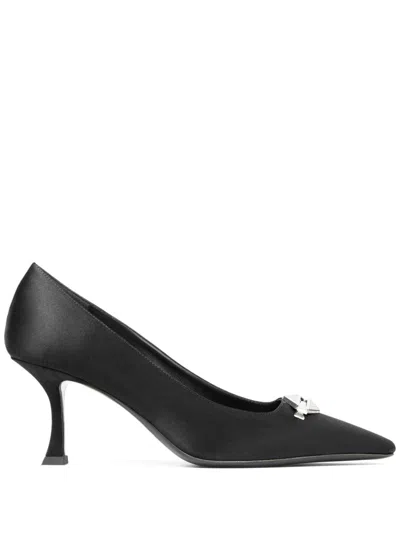 Jimmy Choo Ryker 90 Embellished Satin Pumps In Black
