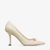 Jimmy Choo Ryker 90 Embellished Leather Pumps In Bamboo/gold