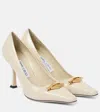 Jimmy Choo Ryker 90 Embellished Leather Pumps In Neutrals