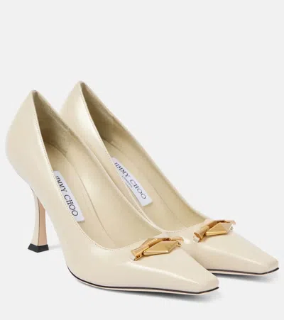 Jimmy Choo Ryker 90 Embellished Leather Pumps In Neutrals